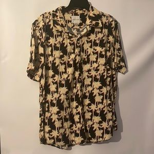 American Eagle Outfitters Bottom Down Shirt Short Sleeve XL Palms Black Yellow